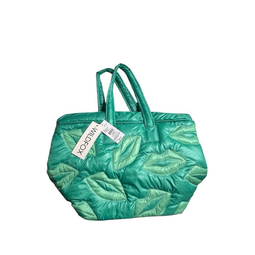 Women's Wildfox Green Lips Kisses Tote Bag One Size NWT